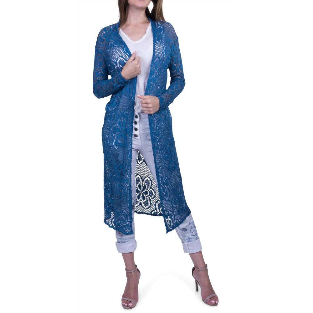 NEW GIGI MODA clara long knit cardigan in teal